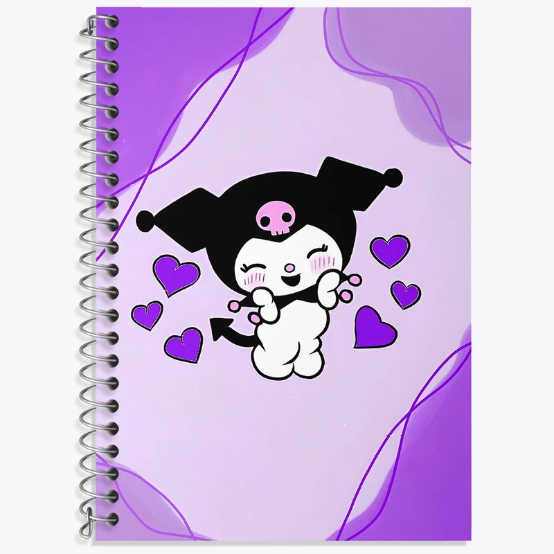 دفتر زبان 50 برگ خندالو مدل دو خط طرح کرومی (Kuromi) کد N4792