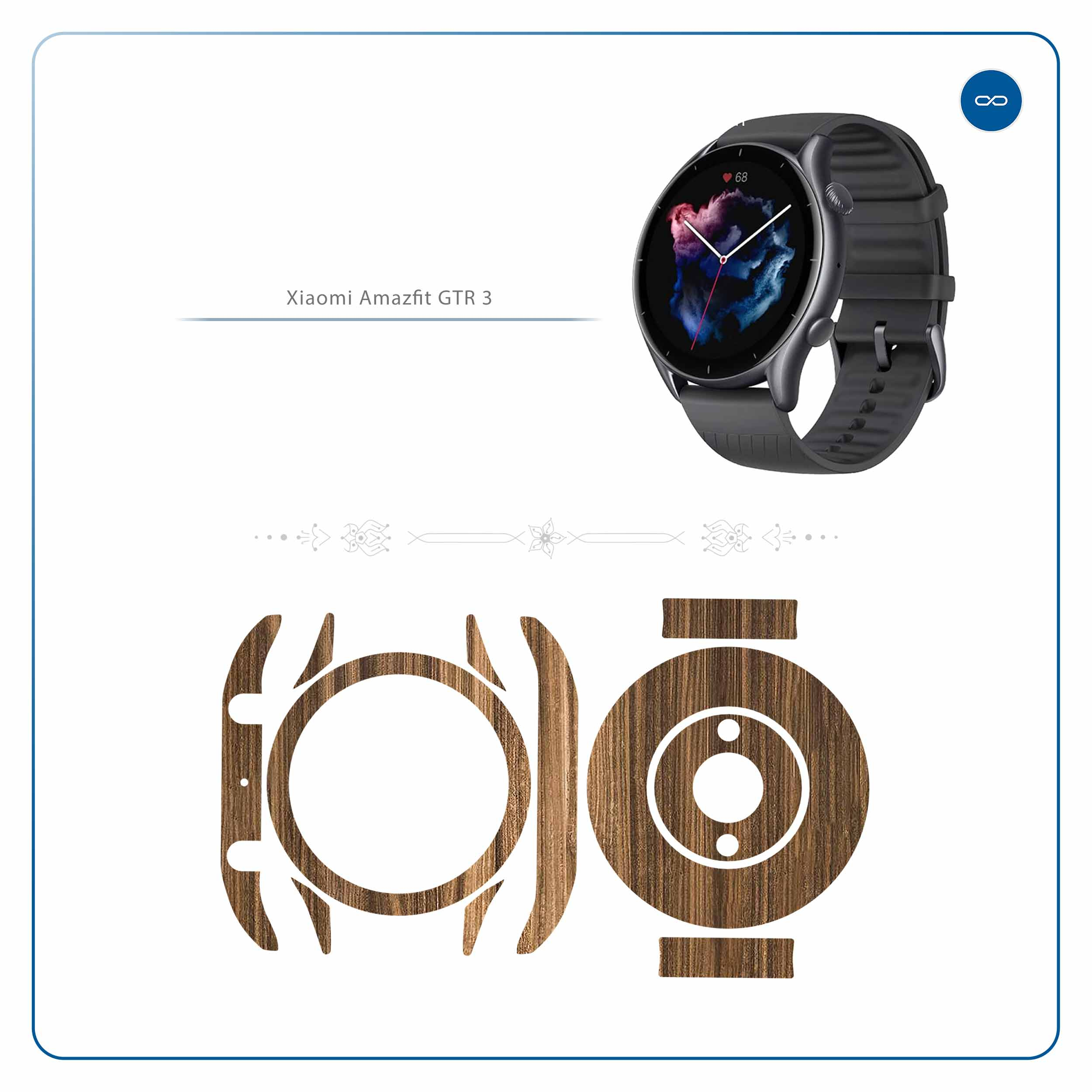 برچسب ماهوت طرح Light-Walnut-Wood مناسب برای ساعت هوشمند آمازفیت GTR 3