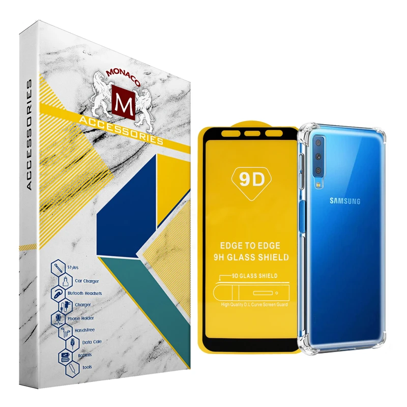 کاور موناکو مدل Shine مناسب برای گوشی موبایل سامسونگ Galaxy A7 2018 / A750 به همراه محافظ صفحه نمایش 9D