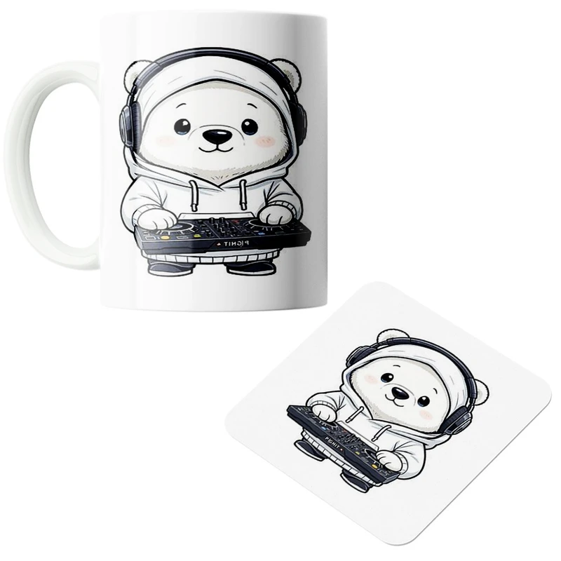 ماگ پاد آفرین مدل خرسی آهنگساز کد785 به همراه زیر لیوانی 