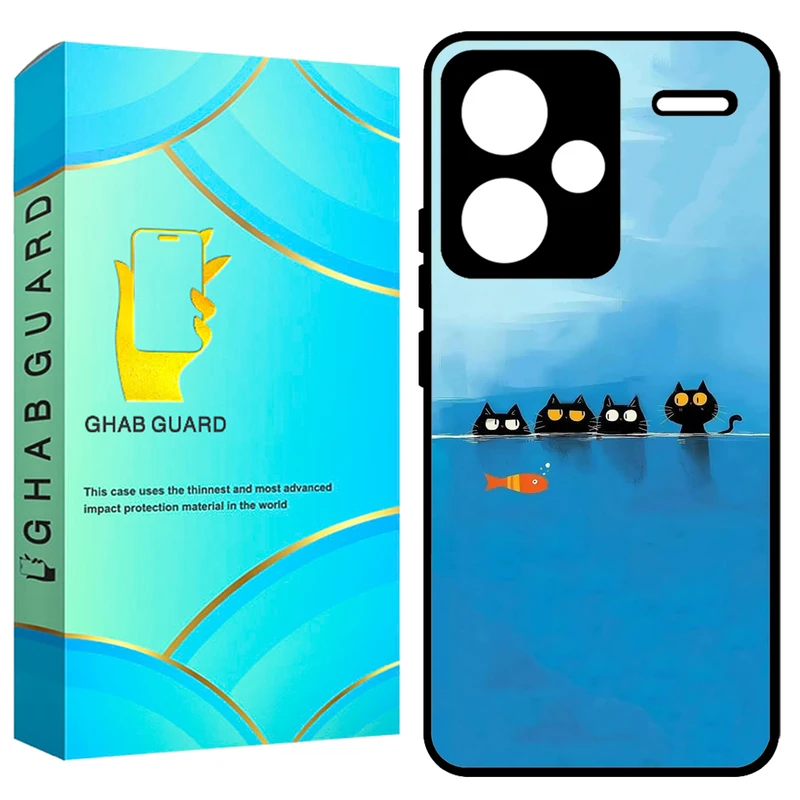 کاور قاب گارد طرح گربه و ماهی مدل GCHPN13PL مناسب برای گوشی موبایل شیائومی Redmi Note 13 Pro Plus