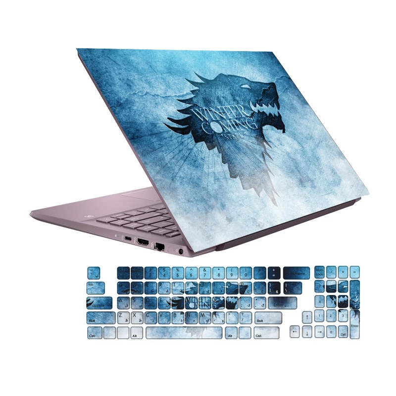 استیکر لپ تاپ گراسیپا طرح Winter is coming مناسب برای لپ تاپ 15 اینچی به همراه برچسب حروف فارسی کیبورد