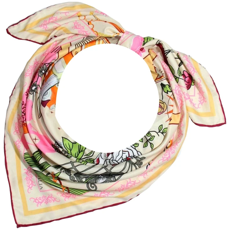 روسری زنانه مدل ابریشم توییل تابستانه دوردست دوز کد 9572