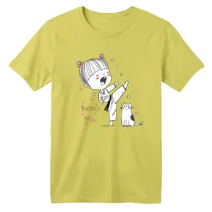 تی شرت آستین کوتاه بچگانه مدل دخترک و گربه کد 2