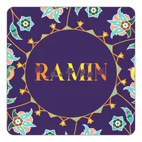 مگنت کاکتی طرح اسم رامین ramin مدل گل و بلبل کد mg17016