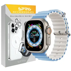 Sprig Ocean Dual Color Armband Suitable for Apple Watch Series SE 2022 44mm / SE 2021 44mm / Series 5 44mm / Series 6 44mm / SE 44mm