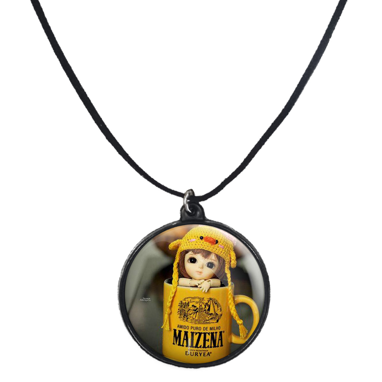 گردنبند پرمانه طرح عروسک زیبا کد pmb.2421 مدل دو طرفه