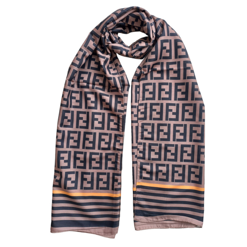 شال زنانه فندی مدل نخی حاشیه خط دار کد 52
