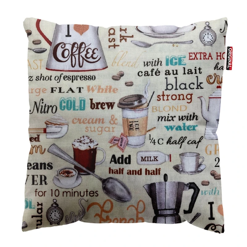 کوسن پاد آفرین طرح کافی قهوه کافه COFFEE کد 5029 سایز 30*30 سانتی متر