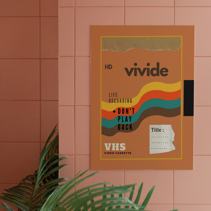 تابلو شاسی مدل فانتزی طراحی نوستالژی جمله انگیزشی نوار vhs به عقب برنگرد کد 1048