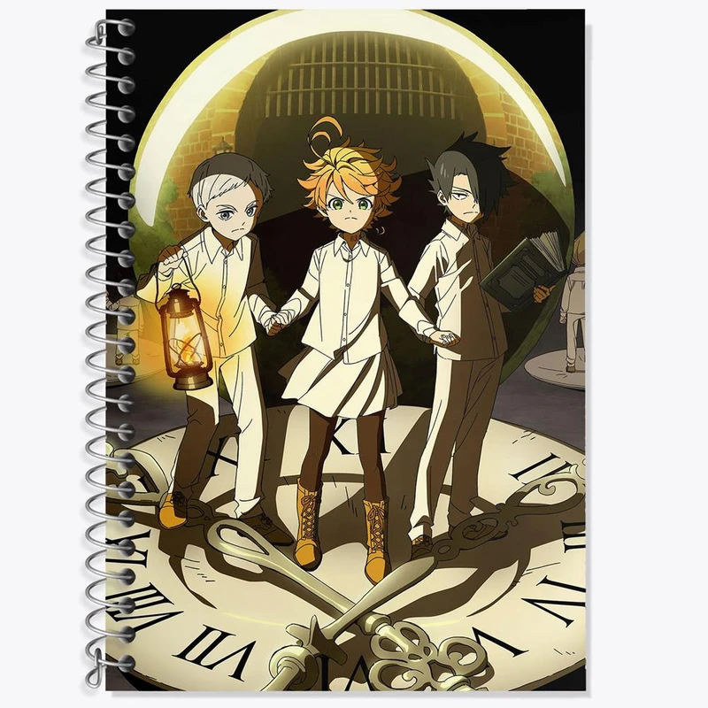 دفتر زبان 50 برگ خندالو مدل دو خط طرح ری و اما و نورمن انیمه ناکجاآباد موعود کد 12734