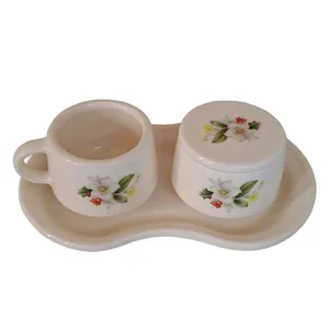 فنجان و زیر لیوانی و قندان سرامیکی کد 65