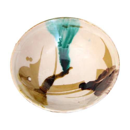 کاسه سفالی آرانیک لعاب پاشیده رنگ ‏کرمی‏ طرح ‏برکت‏ مدل 1004000036