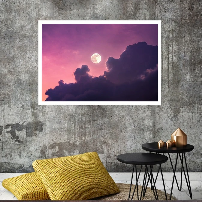 تابلو بکلیت طرح منظره و ماه مدل قاب شاسی W-s8241