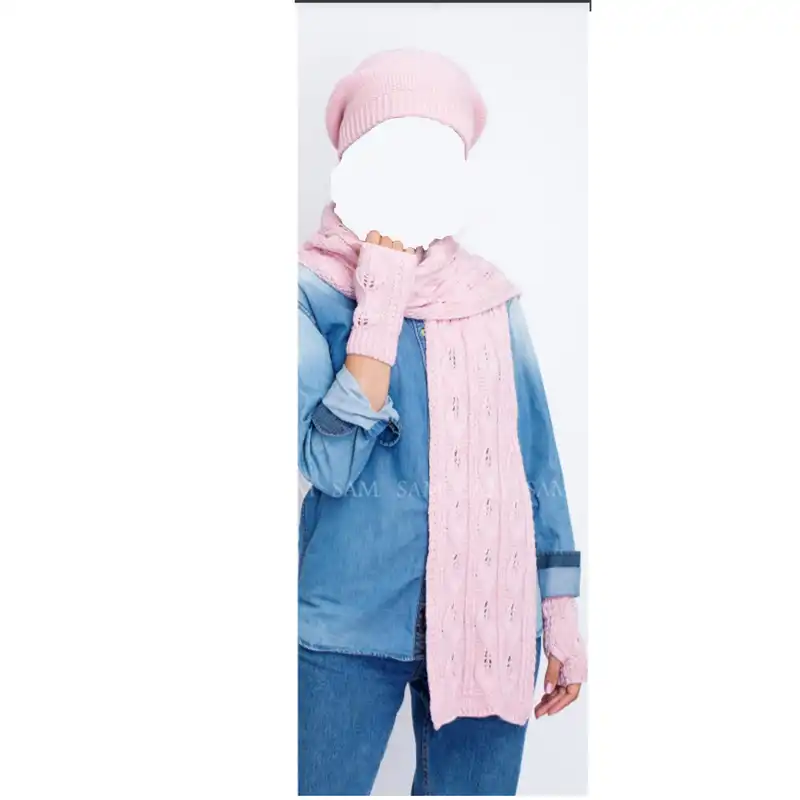 ست کلاه و شال گردن و ساق دست بافت سام مدل 258
