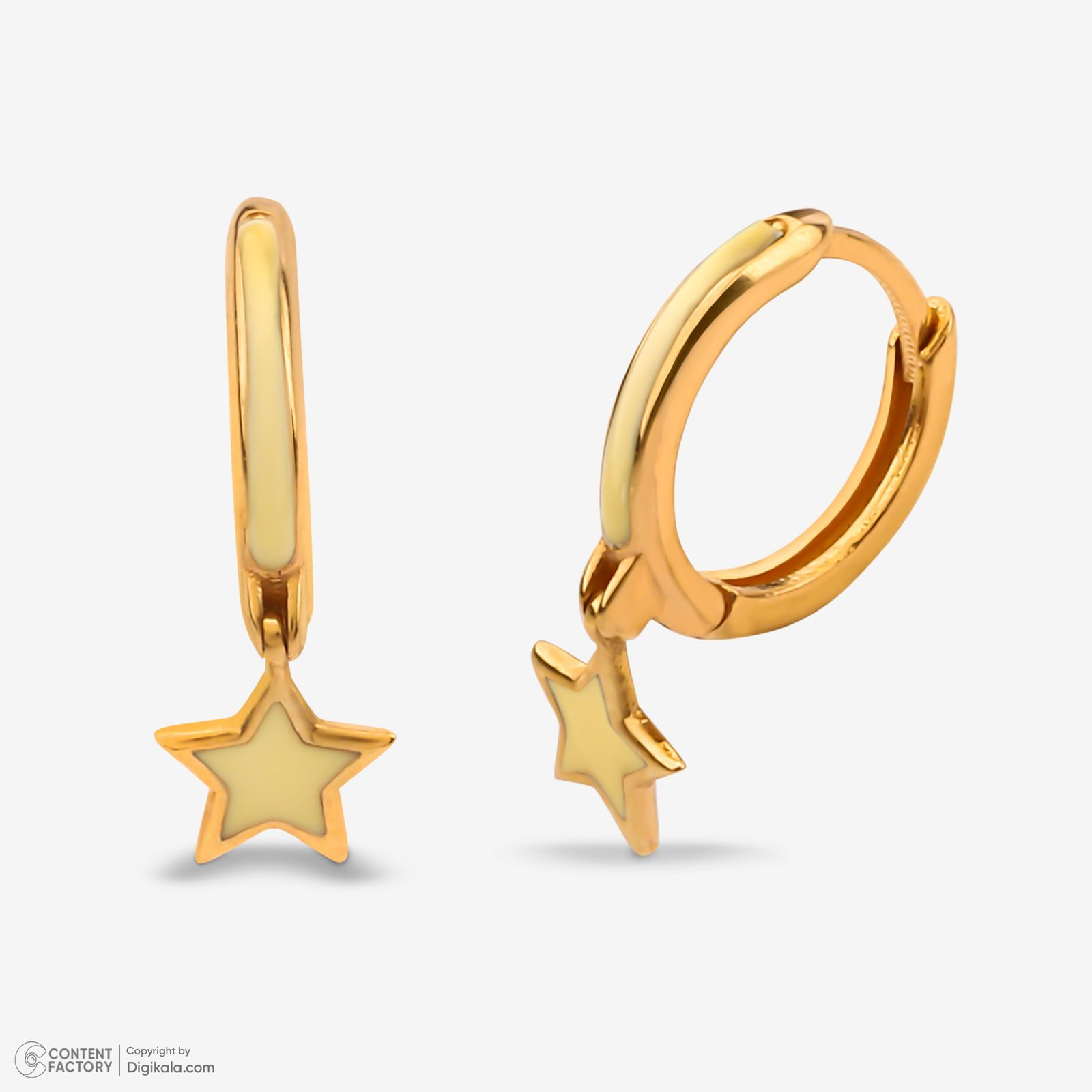 گوشواره حلقه‌ای طلا کم اجرت  18 عیار زنانه گلدم مدل E244024 -  - 2