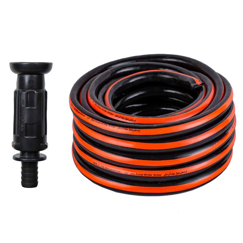 شلنگ آتش نشانی پامچال مدل 20 متری 3.4 اینچ به همراه نازل