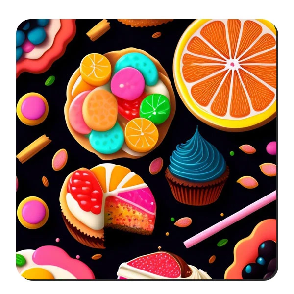  زیر لیوانی طرح کیک و آبنبات فانتزی کد nzl351