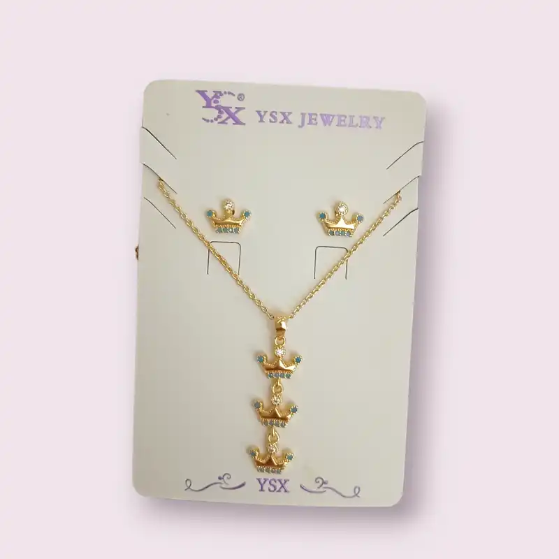 نیم ست زنانه وای اس ایکس مدل تاج طرح نگین دار