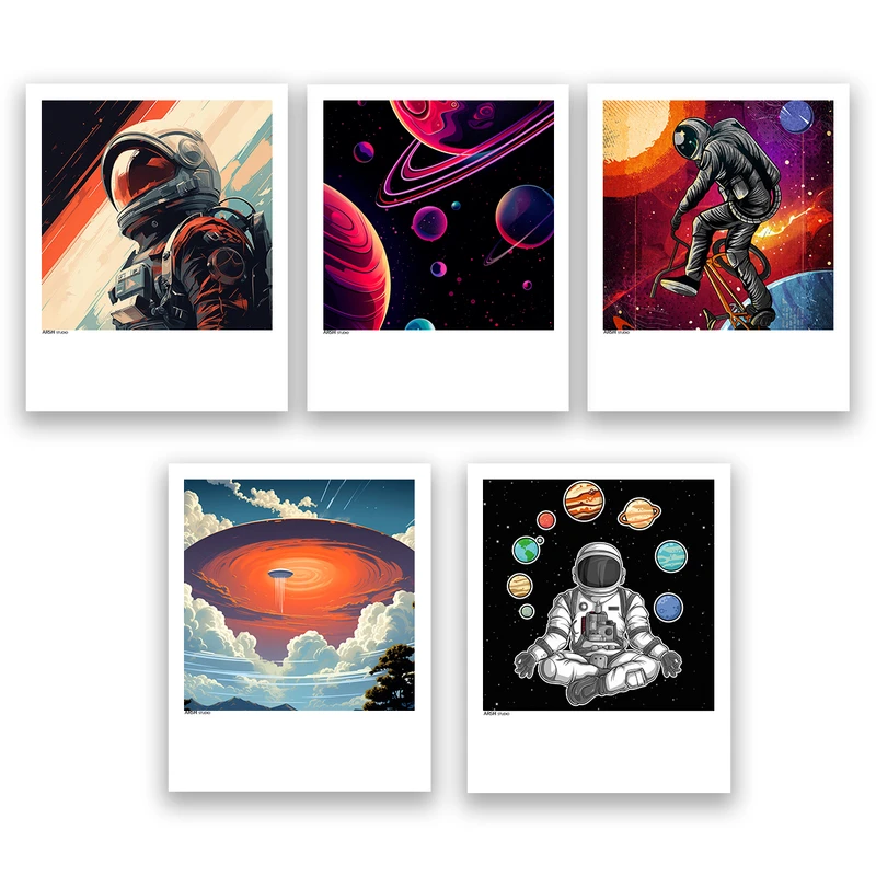 آویز تزیینی عرش مدل فانتزی فضا و کهکشان کد Asa1199 مجموعه پنج عددی