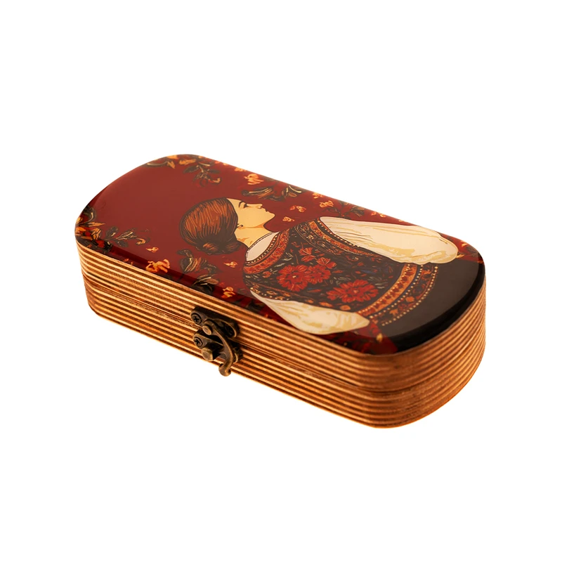 جعبه جواهرات داتینو مدل چوب و رزین طرح بانو