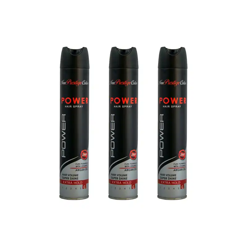 اسپری حالت دهنده مو نیو پرستیژ کالر مدل SUPER SHINE حجم 500 میلی لیتر مجموعه 3 عددی
