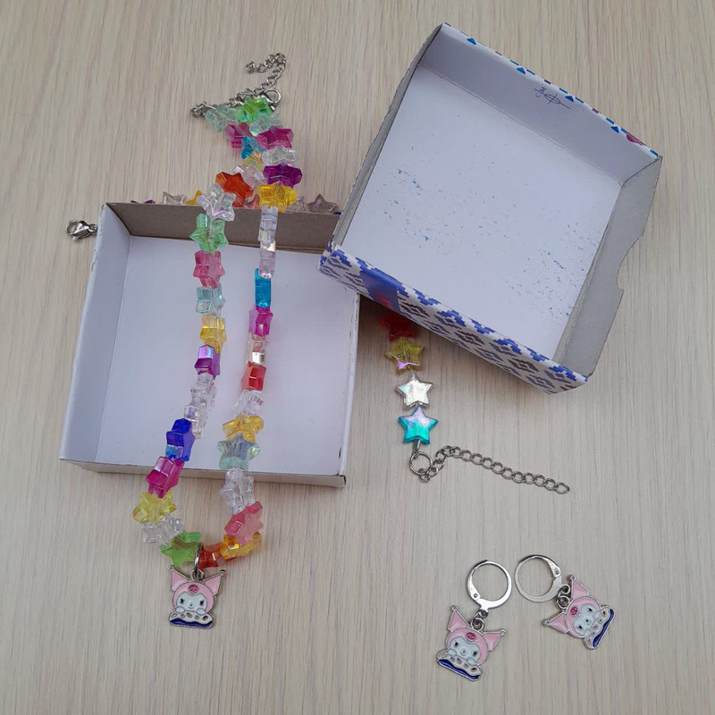 نیم ست دخترانه مدل مهره ای کرومی استار کد mah0361