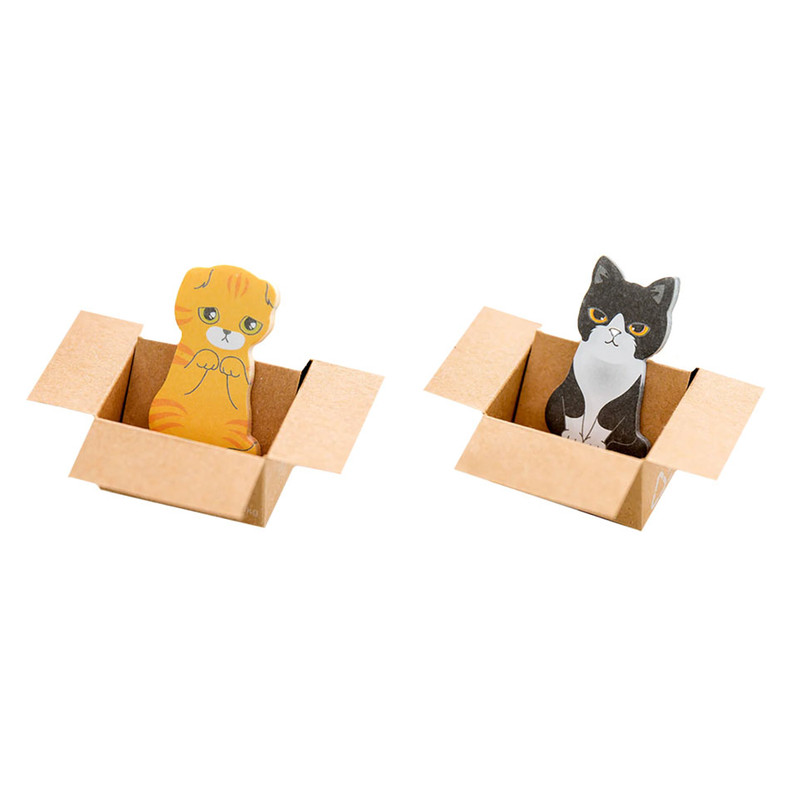 کاغذ یادداشت چسب دار مدل گربه جعبه ای کد 01 مجموعه 2 عددی