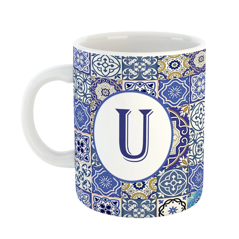 ماگ پادآفرین مدل فانتزی طرح حرف U کد 29