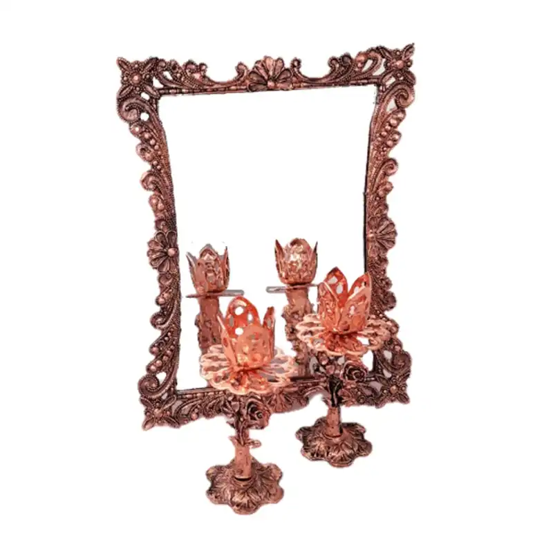 ست 3 تکه آینه و شمعدان مسی مدل هفت سین کد ASHB