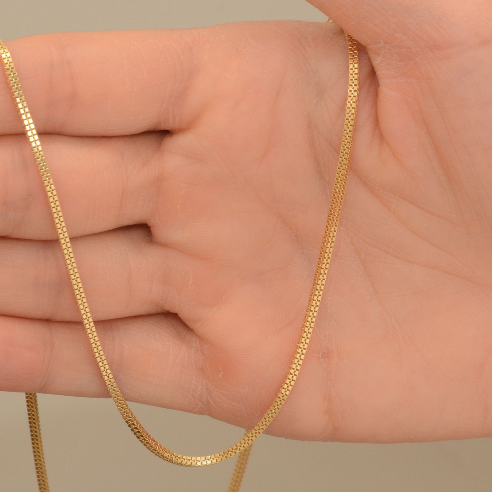 زنجیر طلا 18 عیار زنانه طلای مستجابی مدل ونیزی چهارگوش کد M50 -  - 2