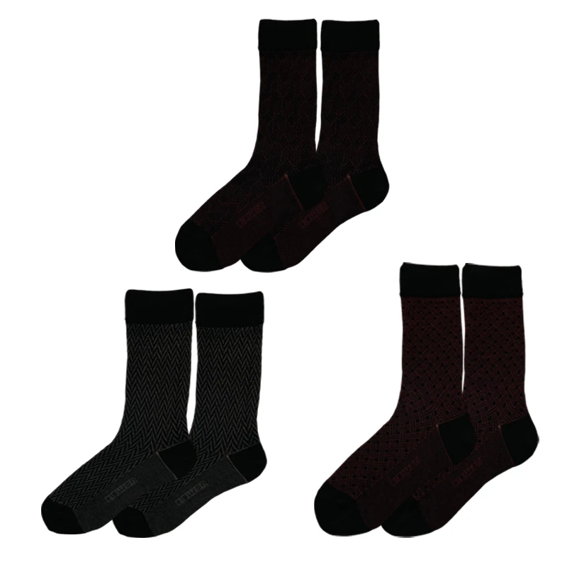 جوراب  ساق بلند مردانه ال سون مدل ژاکارد کد 2.PH1074 مجموعه 3 عددی