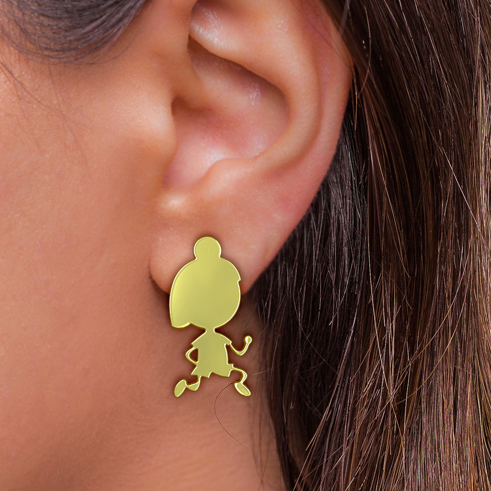 گوشواره طلا 18 عیار زنانه مدوپد مدل دختربچه کد GA1-10309