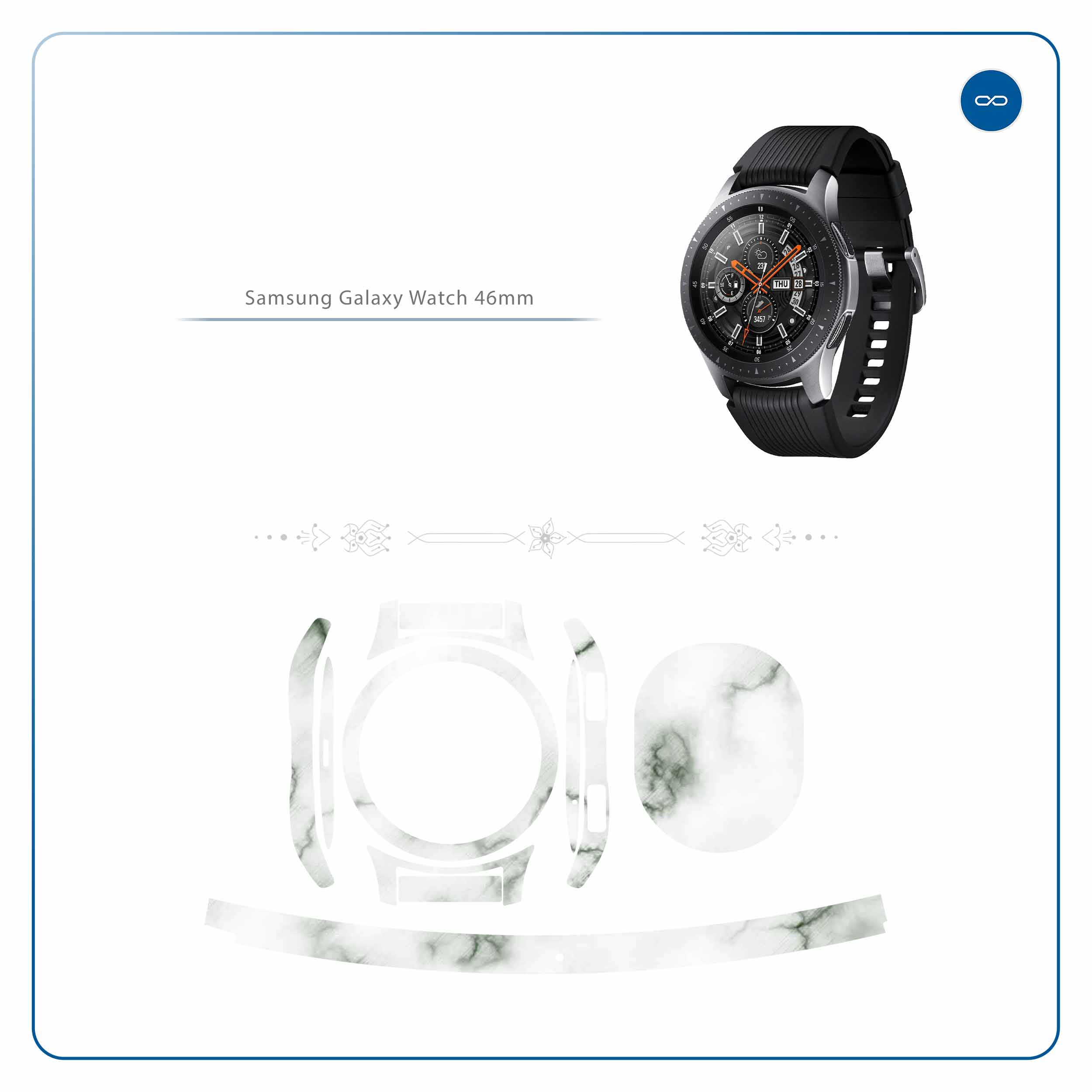 برچسب ماهوت طرح Blanco-Smoke-Marble مناسب برای ساعت هوشمند سامسونگ Galaxy Watch 46mm