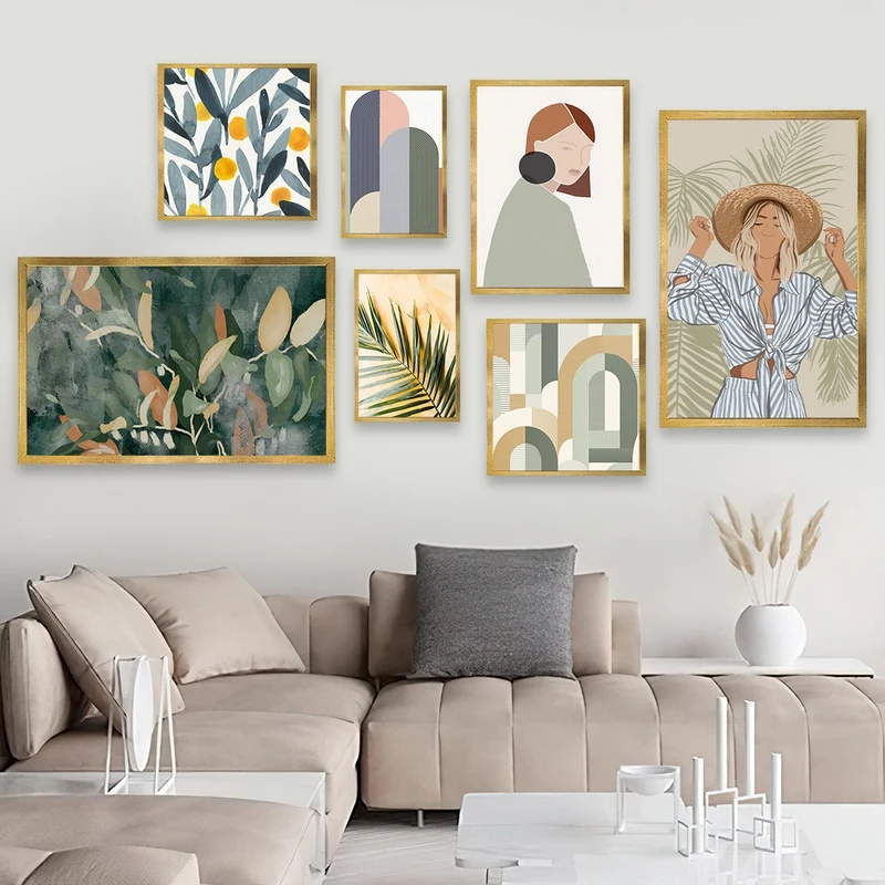 تابلو بکلیت طرح نقاشی مینیمال و طبیعت مدل T-687 مجموعه 7 عددی