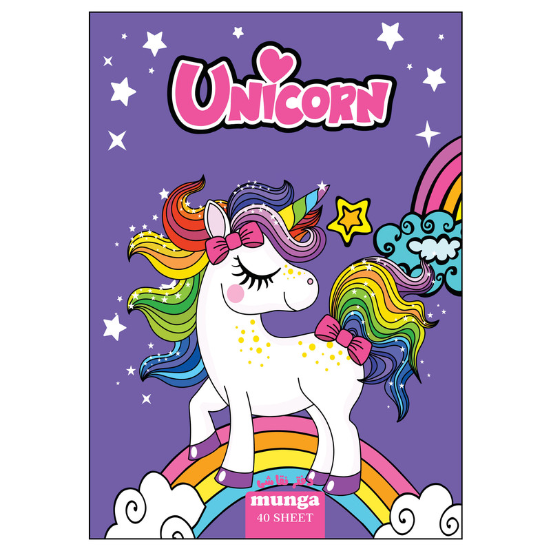 دفتر نقاشی 40 برگ مونگا مدل اسب تکشاخ