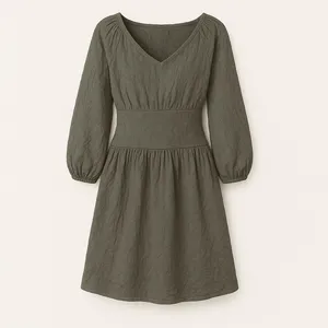 پیراهن یقه هفت زنانه جیناتریکات مدل پلیسه کمر