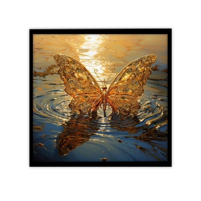تابلو نوری بکلیت طرح گرافیکی پروانه طلایی مدل B-MID-19539