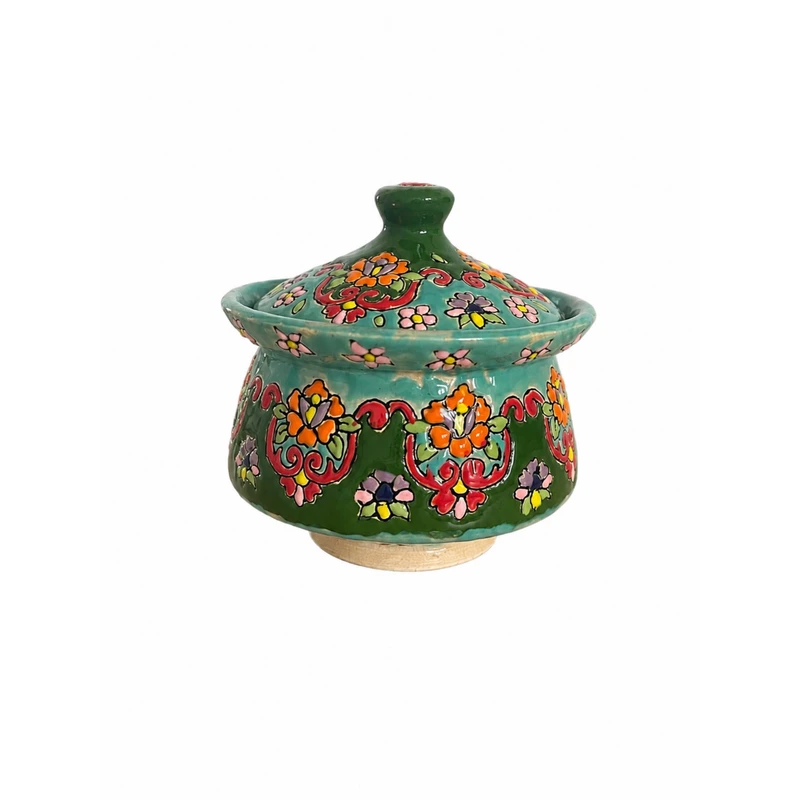 قندان مینا کاری سفالی مدل گل دار