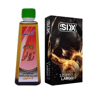 کاندوم سیکس مدل Super Largo بسته 12 عددی به همراه روغن زالو طراوت کد 60 حجم 60 میلی لیتر