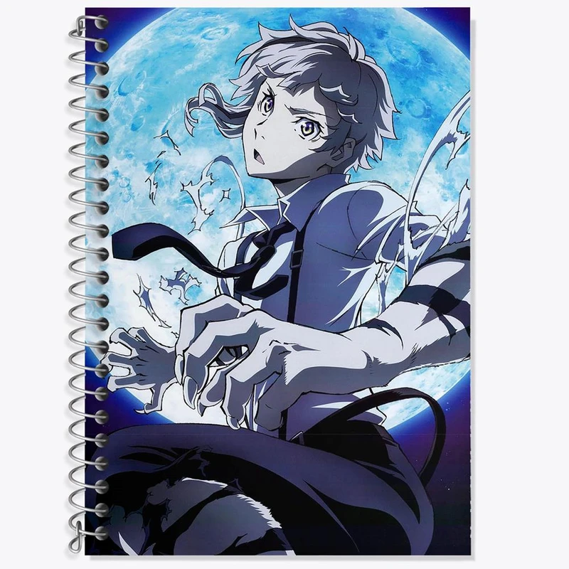 دفتر زبان 50 برگ خندالو مدل دو خط طرح آتسوشی انیمه سگ های ولگرد بانگو کد 15666