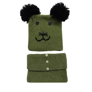 ست کلاه و شال گردن بافتنی بچگانه مدل سینا کد Oli