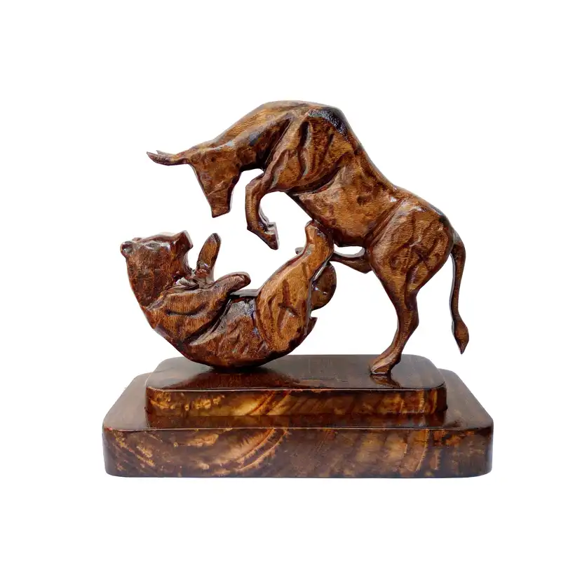 مجسمه چوبی طرح گاو و خرس مدل FR971