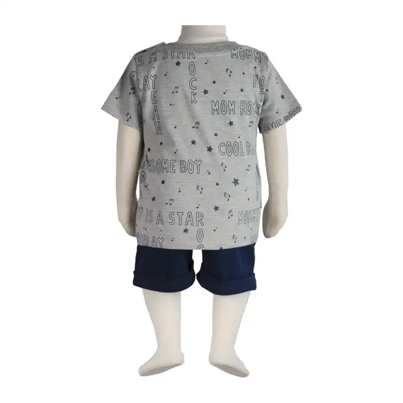 ست تی شرت و شلوارک نوزادی آدمک مدل تمام چاپ کد 160004