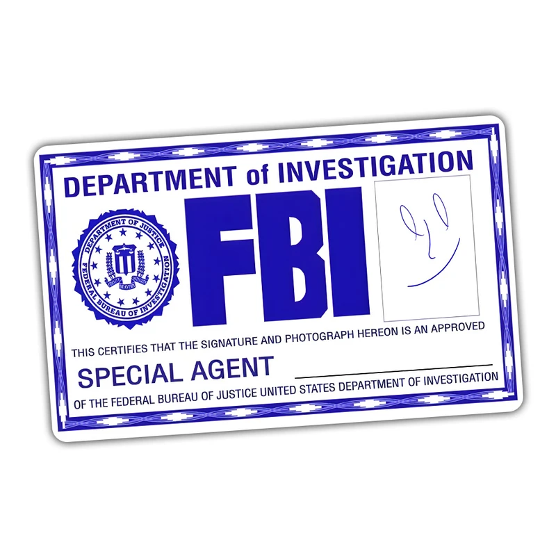 استیکر کارت ماشین آرا مدل کارت اِف بی آی کد 33