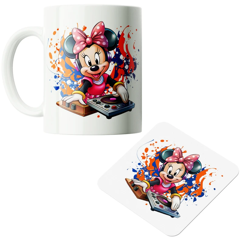 ماگ پاد آفرین مدل کارتونی میکی موس کیوت فانتزی بامزه کد PZ346 به همراه زیرلیوانی