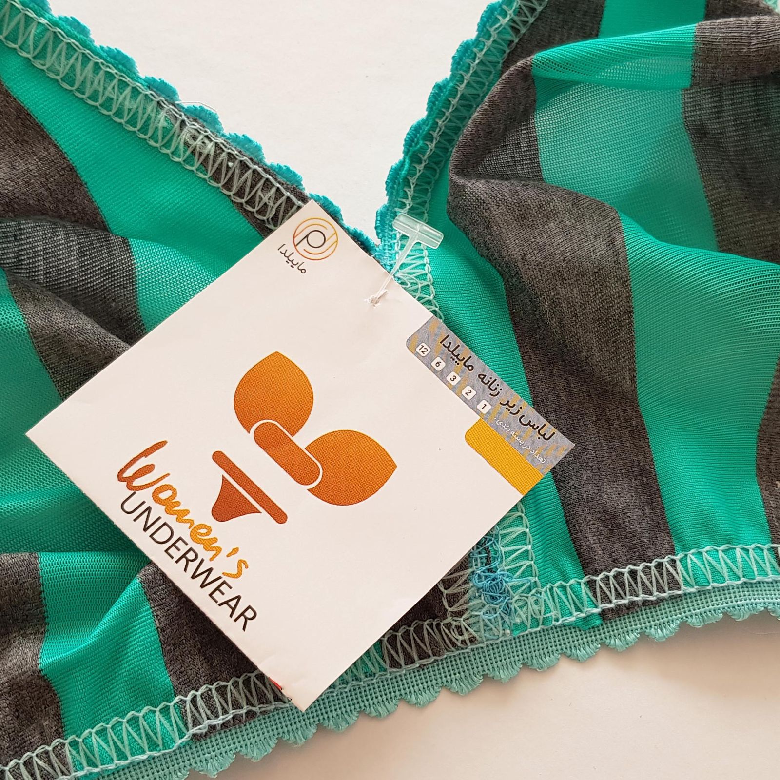 سوتین زنانه ماییلدا مدل راهراه بدون فنر کد 5046 رنگ سبزآبی -  - 6