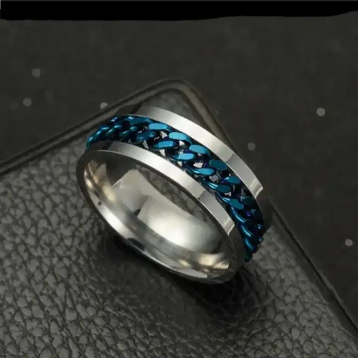 انگشتر مردانه مدل زنجیری کاربونی