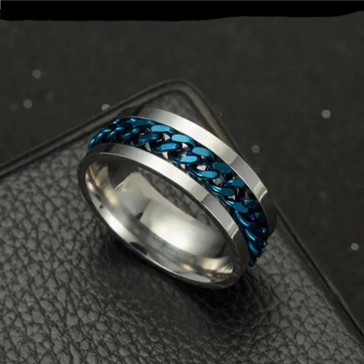 انگشتر مردانه مدل زنجیری کاربونی