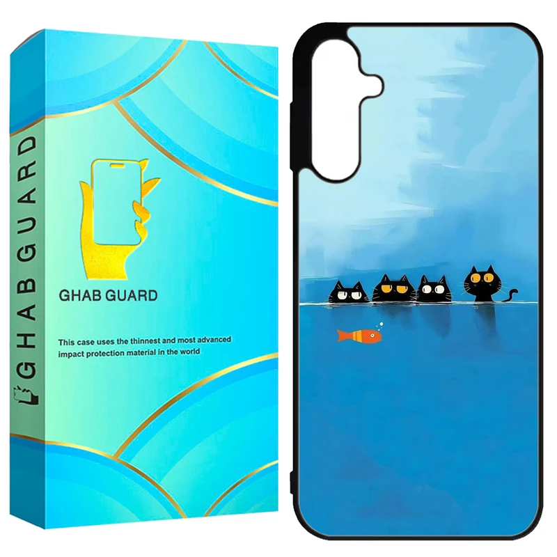 کاور قاب گارد طرح گربه و ماهی مدل GCHPA55 مناسب برای گوشی موبایل سامسونگ Galaxy A55 5G